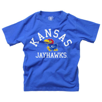 Wes And Willy Ncaa Kids Ss Organic Cotton Tee Shirt, Kansas Jayhawks, S, Blue Moon