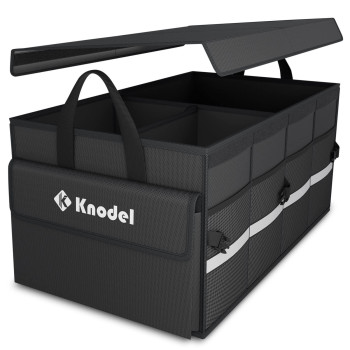 K Knodel Car Trunk Organizer With Lid, Collapsible Car Trunk Storage Organizer, Car Organizer And Storage For Suv, Truck, Sedan (2C, Black)