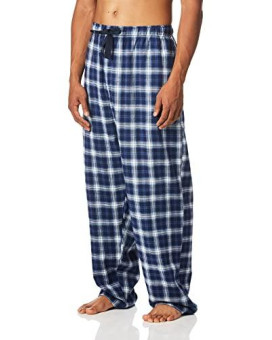 Fruit Of The Loom Mens Yarn-Dye Woven Flannel Pant Pajama Bottom, Navy Plaid, Xx-Large Us