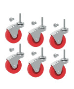 BIG RED 2.5 Inch Stem Caster Wheels Set of 6,Heavy Duty 360 Degree Swivel Stem Casters for Creeper Service Utility Cart Stool Post Mount,ATR6551-6PB