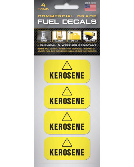 Kerosene Sticker For Forced Air Heaters, Lanterns, Stoves - Weather Proof, Ultra Durable, Commercial Grade Labels By Fuel Stickers - Usa Made (2X1 Inch), 4 Labels