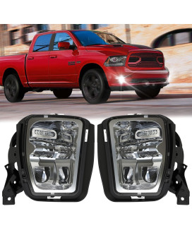 Z-Offroad New Version Led Fog Lights Compatible With Dodge Ram 1500 2013 2014 2015 2016 2017 2018 Bumper Driving Fog Lamps Replacement - 1 Pair Silver