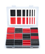 Wirefy Heat Shrink Tubing Kit - 3:1 Ratio Adhesive Lined, Marine Grade Shrink Wrap - Automotive Industrial Heat-Shrink Tubing - Black, Red 200 PCS