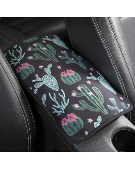 Yr Vehicle Center Console Armrest Cover Pad, Universal Fit Soft Comfort Center Console Armrest Cushion For Car, Stylish Pattern Design Car Armrest Cover, Cactus