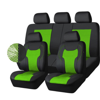 Car-Grand Car Seat Covers, Luxury Leather, Breathable Spacer Mesh Universal Fit Full Set Auto Seat Covers, Seat Protector, Airbag Compatible (Black Green)