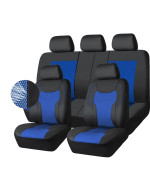 Car-Grand Car Seat Covers, Luxury Leather, Breathable Spacer Mesh Universal Fit Full Set Auto Seat Covers, Seat Protector, Airbag Compatible (Black Blue)