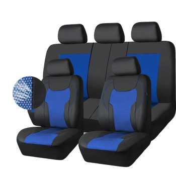 Car-Grand Car Seat Covers, Luxury Leather, Breathable Spacer Mesh Universal Fit Full Set Auto Seat Covers, Seat Protector, Airbag Compatible (Black Blue)