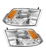Adcarlights For 2009 2010 2011 2012 2013 2014 2015 2016 2017 2018 Dodge Ram Headlight Assembly Compatible With 09-18 Ram 150010-18 Ram 2500 3500 Chrome Housing Amber Reflector Headlamp Replacement