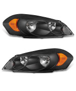 Adcarlights For 2006-2013 Impala Headlight Assembly Compatible With 14-15 Chevy Impala Limited 06-07 Chevy Monte Carlo Clear Lens Black Housing Amber Reflector Headlamp Replacement Left And Right