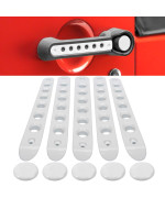 E-Cowlboy Grab Handle Inserts Coverpush Button Knobs Cover Trim For Jeep Wrangler Jk Jku Sahara Rubicon Unlimited 2007-2018 Exterior Door Handle Decoration Accessories Aluminum (White)