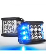 Ovotor Side Shooter Led Lights With Dual Side Blue Drl With Strobe, 30W Off Road Flood Spot Driving Light Pods For Jeep Truck Suv Atv Utv 4X4