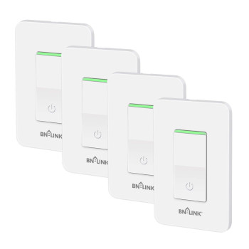 Bn-Link Wifi Smart In-Wall Light Switch, No Hub Required With Timer Function, White, Compatible With Alexa And Google Assistant, Neutral Wire Needed, 24 Ghz Network Only (4 Pack)