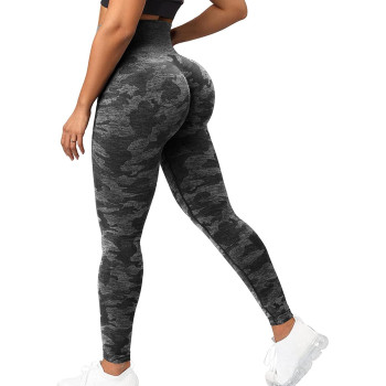 Cfr Women High Waist Yoga Pants Butt Lifting Camo Workout Seamless Leggings 0 Black Xl