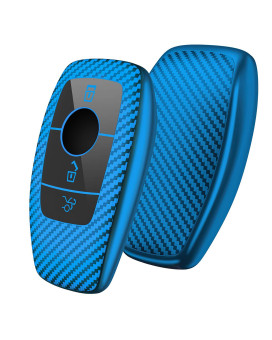 Oatsbasf Car Key Case Suitable For Mercedes Benz, Key Cover For E Class S Class Tpu Protective Case (Blue Stripes)