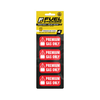 Premium Fuel Only Sticker, 91 Octane Sticker For Atvs, Sports And Race Cars - Weather Proof, Extreme Stick, Commercial Grade Fuel Labels By Fuel Stickers - Usa Made (2X1 Inch), 4 Labels