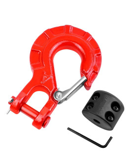 Autobots Upgrade Heavy Duty Winch Hook Forged Steel 38 Grade 70 Safety Latch Winch Cable Hook Stopper & Clevis Slip Winch Hook Sets, Max 35,000 Lbs,Red