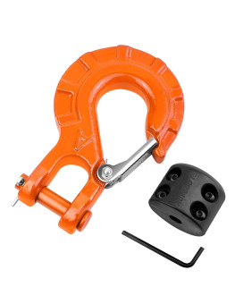 Autobots Upgrade Heavy Duty Winch Hook Forged Steel 38 Grade 70 Safety Latch Winch Cable Hook Stopper & Clevis Slip Winch Hook Sets, Max 35,000 Lbs,Orange