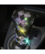 Mlovesie Plush Auto Gear Shift Knob Cover With Crystal Glitter Bling Rhinestones For Girls,Lady Universal Fit (Bling) (Bling Colorful)