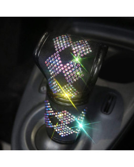 Mlovesie Plush Auto Gear Shift Knob Cover With Crystal Glitter Bling Rhinestones For Girls,Lady Universal Fit (Bling) (Bling Colorful)