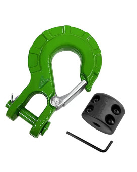 Autobots Upgrade Heavy Duty Winch Hook Forged Steel 38 Grade 70 Safety Latch Winch Cable Hook Stopper & Clevis Slip Winch Hook Sets, Max 35,000 Lbs,Green