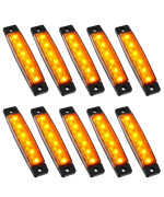 Pseqt 10 Pcs Led Rock Strip Lights Car Underglow Wheel Fender Well Lighting Kits Waterproof For Golf Cart Wrangler Offroad Truck Rv Utv Atv Snowmobile (Amber Yellow)