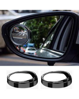 Esreake 2Pcs Small Blind Spot Mirror,2 Round Hd Glass Convex Rear View Mirror,Strong Adhesive Mirror For Car, Van, Suv And Trucks (2(50Mm), Black Frame)