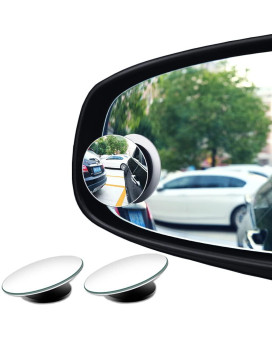 Esreake 2Pcs Small Blind Spot Mirror,2 Round Hd Glass Convex Rear View Mirror,Strong Adhesive Mirror For Car, Van, Suv And Trucks (2(50Mm), Frameless)