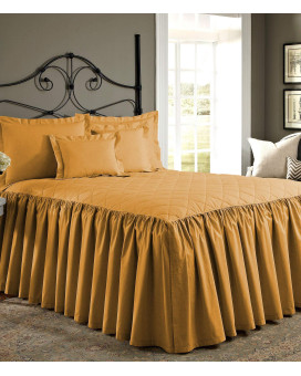 Bedding Empire 25 Drop 1 Piece Quilted Dust Ruffle Bed Skirtbed Spread 100 Egyptian Cotton 500 Tc Gold Twin Xl Size