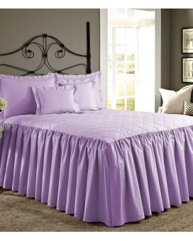 Bedding Empire 25 Drop 1 Piece Quilted Dust Ruffle Bed Skirtbed Spread 100 Egyptian Cotton 500 Tc Lilac King Size