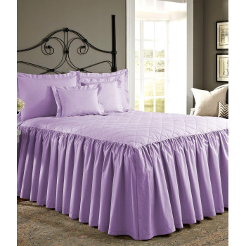 Bedding Empire 25 Drop 1 Piece Quilted Dust Ruffle Bed Skirtbed Spread 100 Egyptian Cotton 500 Tc Lilac King Size