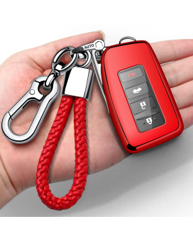 Compatible With Lexus Key Fob Cover With Keychain Soft Tpu 360 Degree Protection Key Shell Case For Rx Es Gs Ls Nx Rs Gx Lx Rc Lc Smart Key-Red