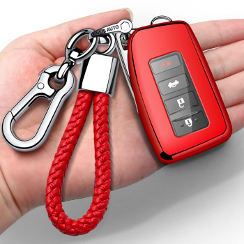 Compatible With Lexus Key Fob Cover With Keychain Soft Tpu 360 Degree Protection Key Shell Case For Rx Es Gs Ls Nx Rs Gx Lx Rc Lc Smart Key-Red