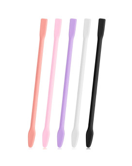 5Pcs Large Silicone Stir Sticks, Gartful Reusable Epoxy Stir Sticks, Craft Tools For Mixing Resin, Paint, Liquid, Making Glitter Tumblers, Art Craft Projects, Orange Pink Purple White Black