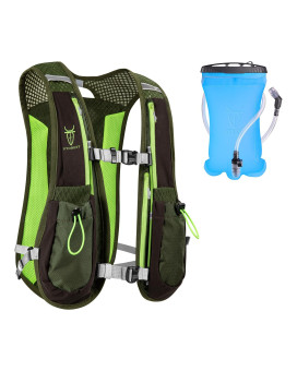 Utobest Running Backpacks Lightweight Hydration Pack Functional Running Vest 55L (Green With 15L Hydration Bladder)