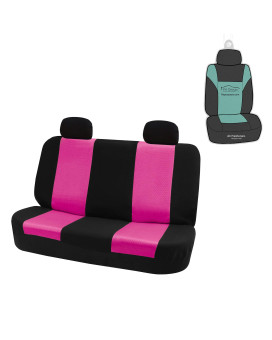 Fh Group Car Seat Cover Universal Pink Fit For Back Seat - Combo Small Car Seat Cover Design, Car Interior Accessories For Suv, Sedan - Rear Car Seat Protector With Solid Bench For Dogs And Kids