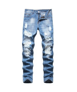 Aititia Mens Ripped Regular Fit Jeans (40, 332 Blue)