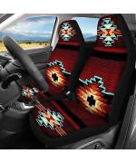 Toaddmos Trendy Southwest Design Navajo Print Universal Front Seat Covers 2 Pcs,Vehicle Seat Protector Car Mat Covers,Fit Most Cars,Sedan,Suv Or Van