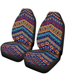 Toaddmos Boho Style Colorful African Ethnic Tribal Geometric Universal Car Seat Cover Front Seats Only,Soft Durable Bucket Seats Protector,Anti-Slip And Washable