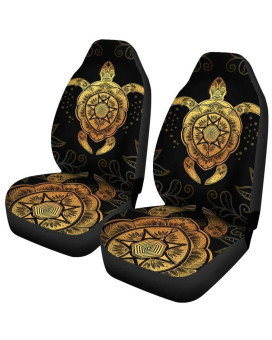 Toaddmos Tribal Gold Sea Turtle Print 2 Pcs Car Seat Covers Front Seat Only,Soft Comfortable Bucket Seats Protectors Car Accessories Universal Fit For Cars Suv Truck