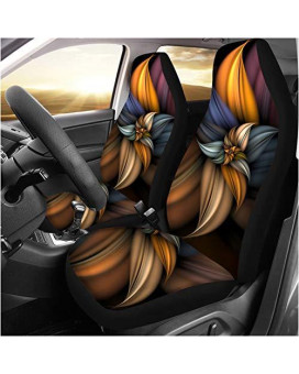 Toaddmos 3D Colorful Floral Print Auto Car Seat Covers Front Seats Only 2 Pcs For Women Ladies,Universal Car Interior Accessories Decoration