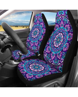 Toaddmos Boho Mandala Lotus Purple Universal Car Seat Covers Front Seats Only For Women,Fit For Most Cars