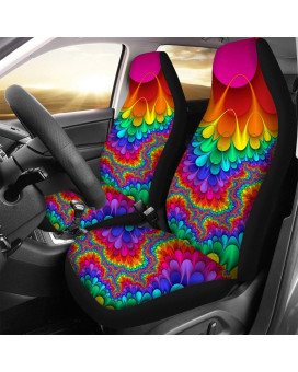 Toaddmos Rainbow Hippie Tie Dye Universal Car Seat Covers,Front Seats Only,Bucket Seat Protectors Fit For Cars, Suvs, Sedan Or Van