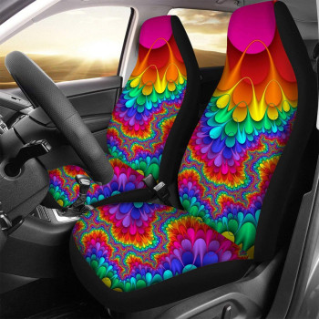 Toaddmos Rainbow Hippie Tie Dye Universal Car Seat Covers,Front Seats Only,Bucket Seat Protectors Fit For Cars, Suvs, Sedan Or Van