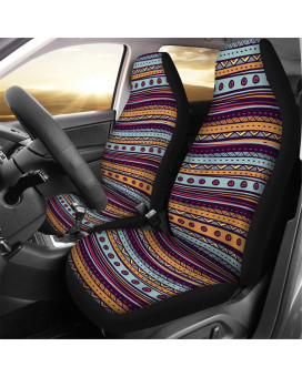 Toaddmos African Ethnic Tribal Geometric Stripe Colorful Front Seat Cover Saddle Blanket Universal Bucket Seats Cover Protector,Decorative Auto Interior Accessory For Women