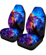 Toaddmos Blue Purple Galaxy Star Universal Bucket Front Seat Covers Soft Comfort Vehicle Seat Cover Protectors-Pack Of 2