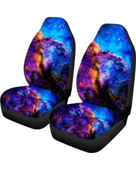 Toaddmos Blue Purple Galaxy Star Universal Bucket Front Seat Covers Soft Comfort Vehicle Seat Cover Protectors-Pack Of 2