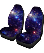 Toaddmos Blue Galaxy Sky Nebula Space Car Seat Covers Universal Vehicle Front Seat Protector Fit For Cars,Suvs,Sedan,Or Van (2 Piece)