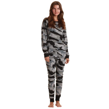 Just Love Printed Thermal Crew Neck Pajamas Set 6874-10512-S Camouflage - Black