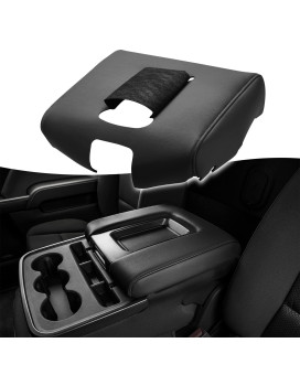 Kbh Auto Center Console Armrest Cover For Chevy Chevrolet Silverado Gmc Sierra 2014-2018 Vinyl Microfiber Leather Console Replacement Black