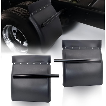 Torque Quarter Fenders For Semi Truck, 24 X 24 Black Poly, Tube Bracket And Mounting Hardware Included, Right Left, Plastic Quarter Fender Kit Set (Trqf311)